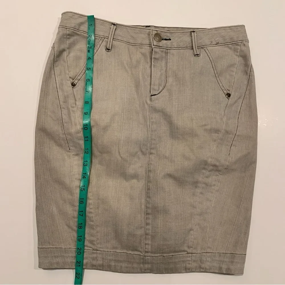 Earnest Sewn Light Gray Lizzie Slim Denim Pencil Skirt Size 29